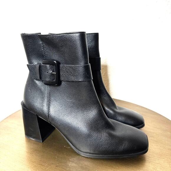 NWT Paul Green Nirvana Ankle Boots Square Toe Block Heel Zip Leather Black 8 - Picture 2 of 10